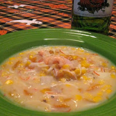 Sweet Corn Chowder With Shrimp and Red Peppers