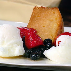 White Chocolate Buttermilk Cake with Macerated Berries and Buttermilk Ice Milk