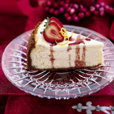 Lemon Cheesecake with Strawberries and Port Glaze
