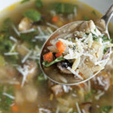 Chicken-and-Orzo Soup with Arugula and Basil