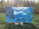 Граффити с дельфинами на раздевалке