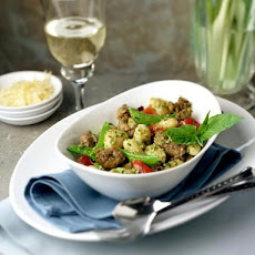 Creamy Pesto Gnocchi with Italian Sausage
