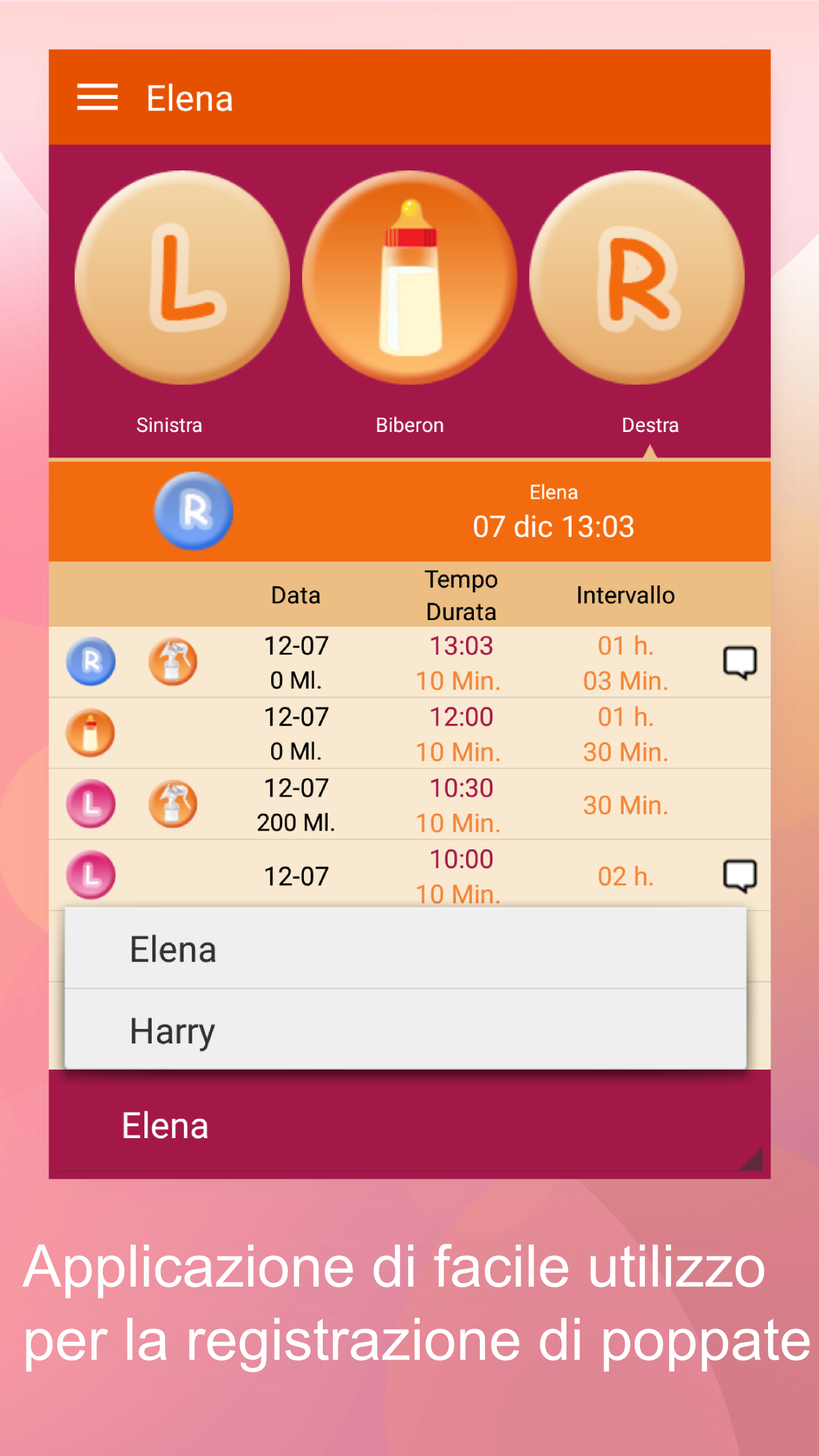 Android application Breastfeeding - key screenshort