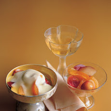 Sliced Stone Fruits with Muscat Sabayon