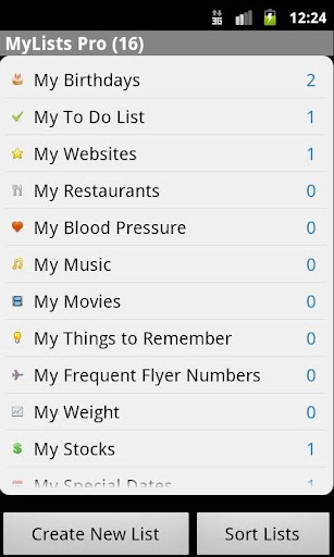MyLists Pro Database