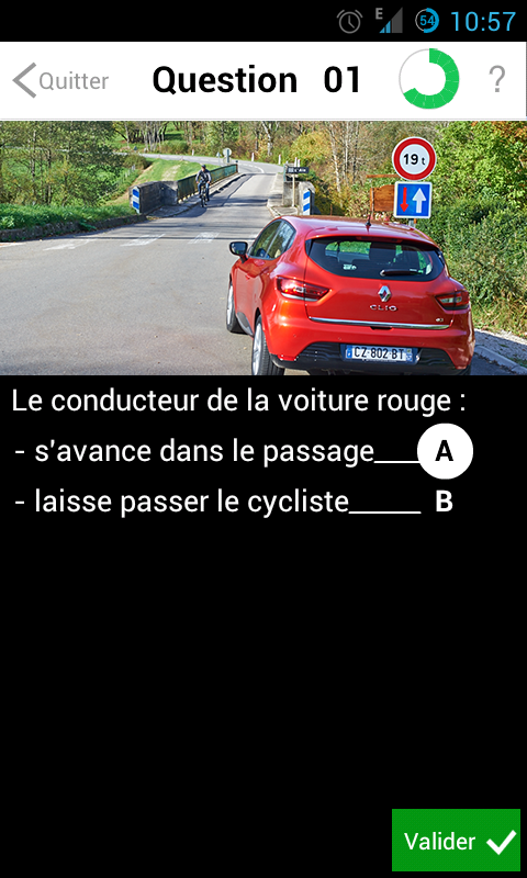 Android application Code de la route screenshort