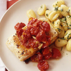 Pan-Roasted Fish with Burst Tomatoes and Chive Gnocchi