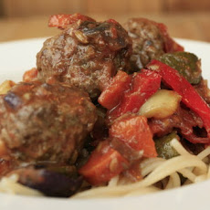 Roasted Vegetable Ragu with Venison Meatballs