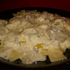 Ravioli With a Wild Mushroom Creamy Alfredo Sauce