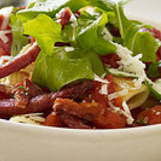 Roasted Red Pepper Rigatoni Arrabbiata with Sopressata Sticks