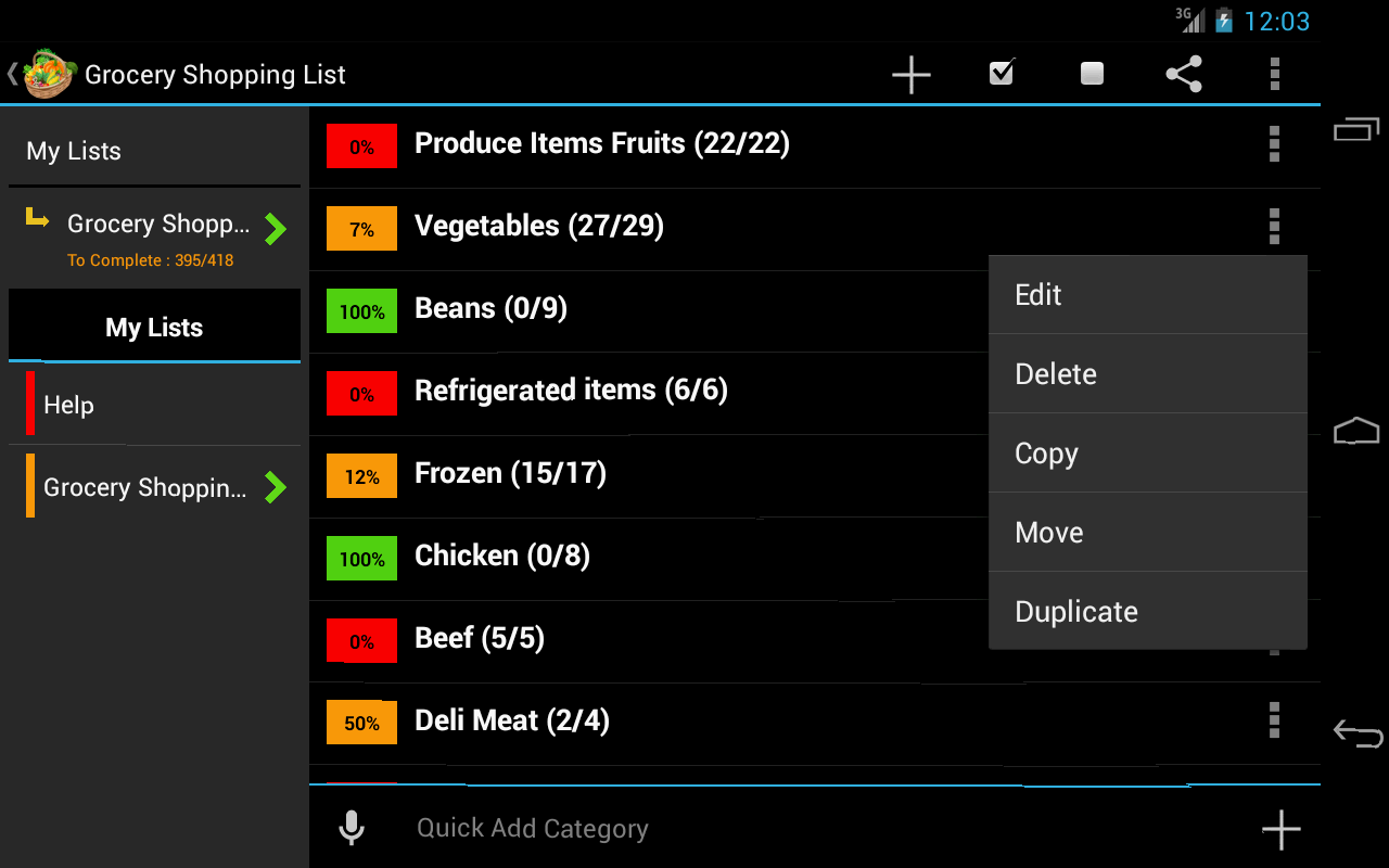 Android application Grocery Shopping List screenshort