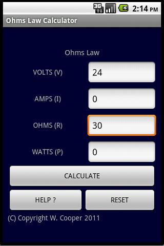 OHM'S LAW CALCULATOR