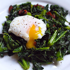 Kale with Chorizo and Poached Eggs
