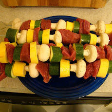Beef and Vegetable Kabobs in Red Wine Marinade