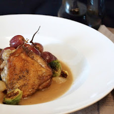 Crispy Braised Chicken Thighs with Grapes & Pearl Onions