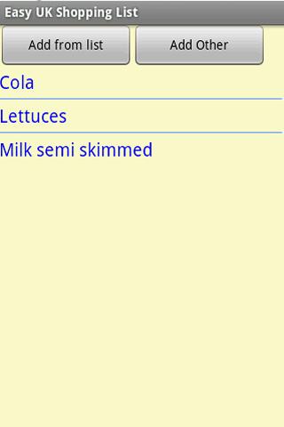 Easy UK Shopping List