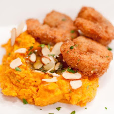 Coconut Shrimp with Spiced Sweet Potato Mash and Almond Joy Butter
