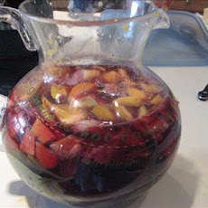 Punch Bowl Sangria With Fruit Juice Cubes