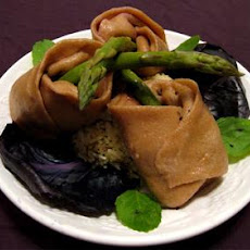Asparagus Mango Dumplings With Coconut Basil Rice