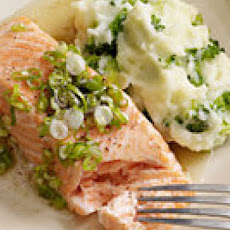 Salmon with Browned Butter and Mashed Broccoli Potatoes