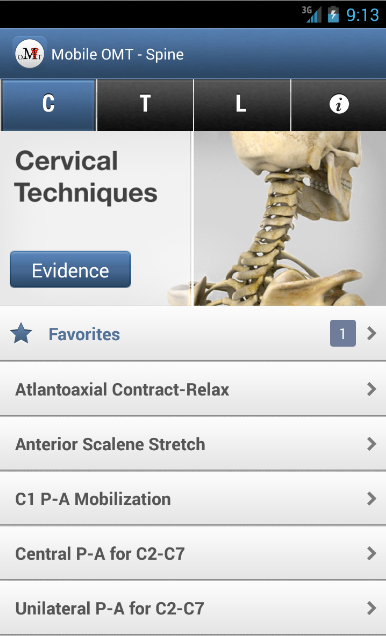 Android application Mobile OMT Spine screenshort