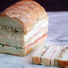 Egg Salad, Salmon, and Radish Sandwich Loaf