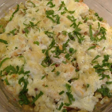 Orzo, Shrimp, and Pea Casserole