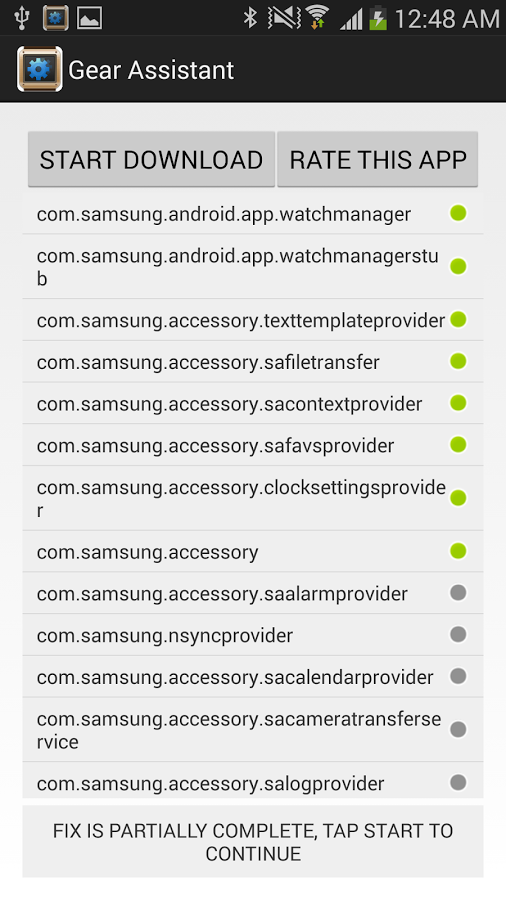 Android application Gear Manager Assistant screenshort
