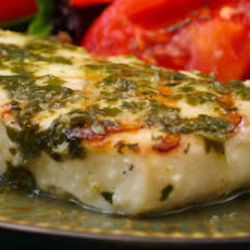 Grilled Halibut with Garlic Cilantro Sauce
