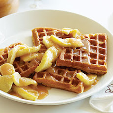 Buttermilk Pumpkin Waffles with Apples and Apple Cider Syrup