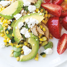 Chicken Succotash with Avocado and Farmer Cheese