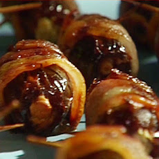 Bacon-Wrapped Dates Stuffed with Cream Cheese and Almonds