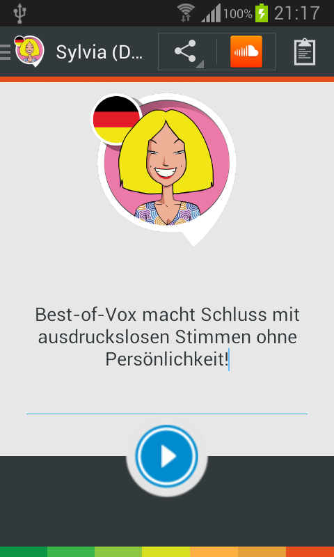 Android application Sylvia TTS voice (German) screenshort