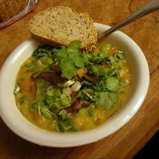 Smoky Bean Soup With Lemon-Pea Coulis and Sesame Flavored Shiita