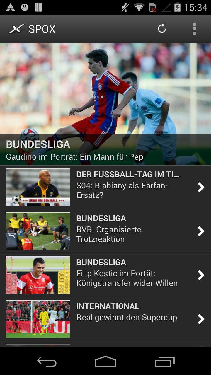 Android application SPOX: Sport, News, Live, Video, Fußball, NBA & NFL screenshort