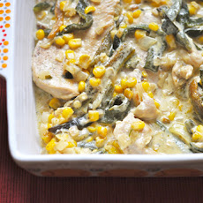 Rajas with Chicken (Creamy poblano strips with chicken)