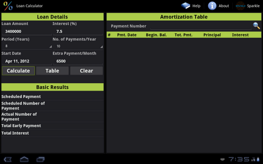 Loan Calculator Tablet