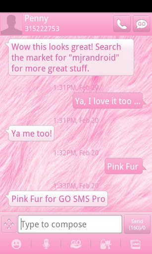 Pink Fur GO SMS Theme