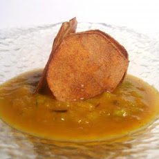 Leek & Delicata Squash Soup With Caramelized Apple Croutons