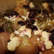 Smashed Potatoes With Olives Feta and Walnut Oil