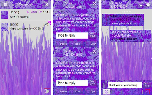 Go sms theme Purple Daze