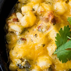 Green chile hominy casserole with chorizo