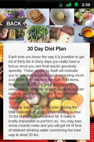 Free 30 Day Diet Menu Plan