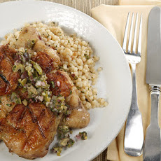 Spatchcocked Cornish Game Hens with Lemon and Olive Relish