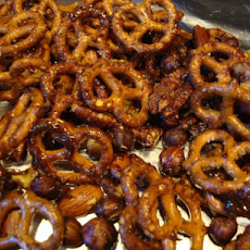 Spiced Glazed Nuts and Pretzel Mix