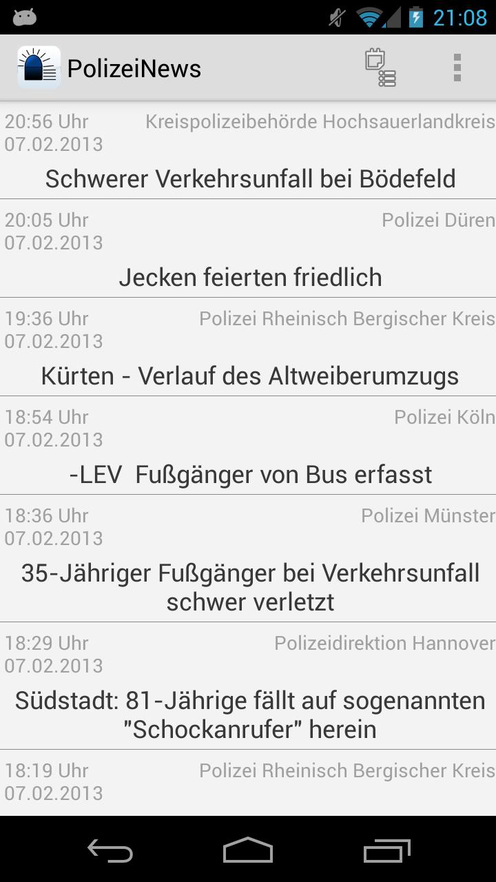 Android application PolizeiNews screenshort