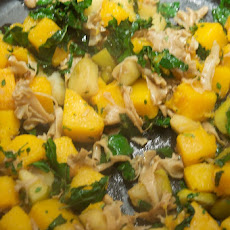 Butternut Squash Gnocchi with Satueed Butternut Squash, Wild Mushrooms, Sage and Hazelnuts