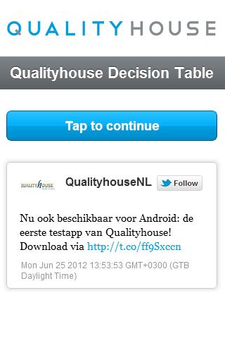 Qualityhouse Decision Table M