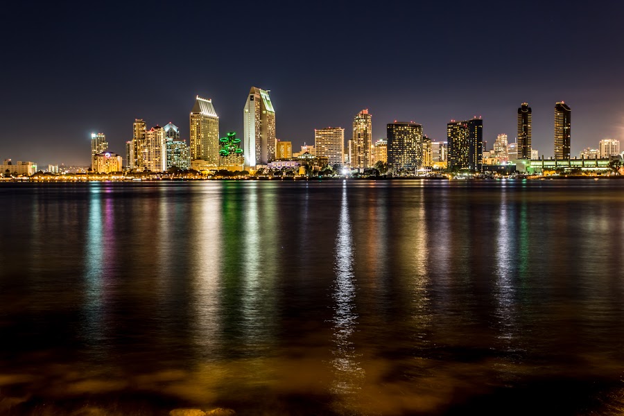 San Diego Downtown Skyline by Wenjie Qiao - City,  Street & Park  Skylines