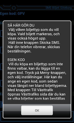 SMS-Biljett Göteborg